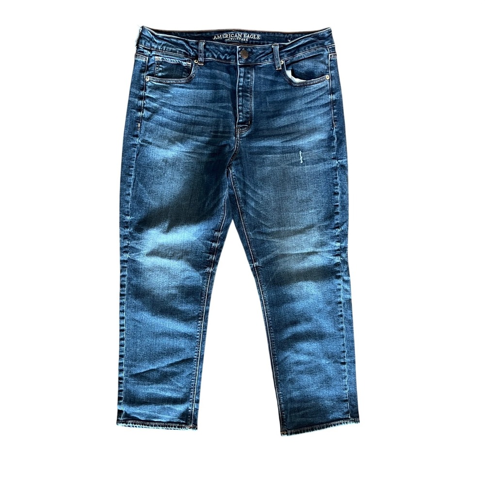 American Eagle Outfitters Womens 16 Regular Dark Wash Stretch Straight Leg Jeans